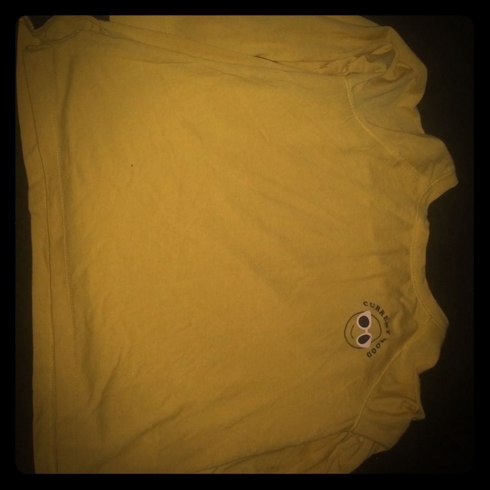 Yellow black and pink long sleeve shirt